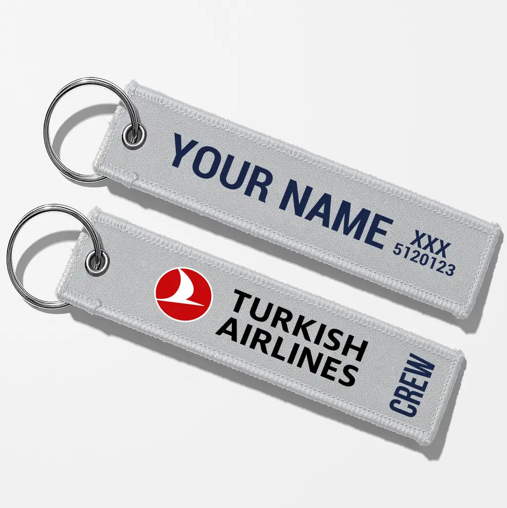 Turkish Airlines Crew & Staff Tag Key Chains - Light Gray - Crew + Name