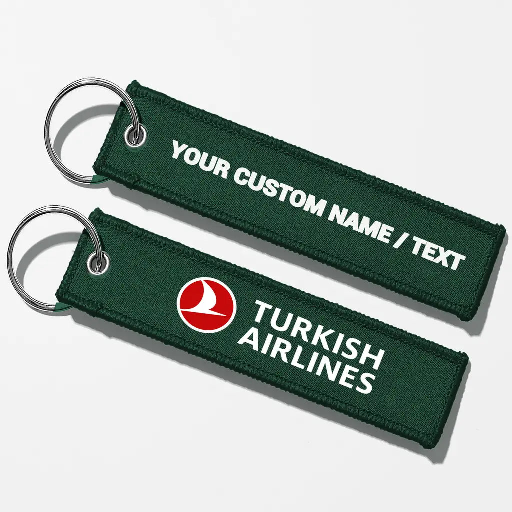Turkish Airlines Crew & Staff Tag Key Chains - Dark Green - Personalized