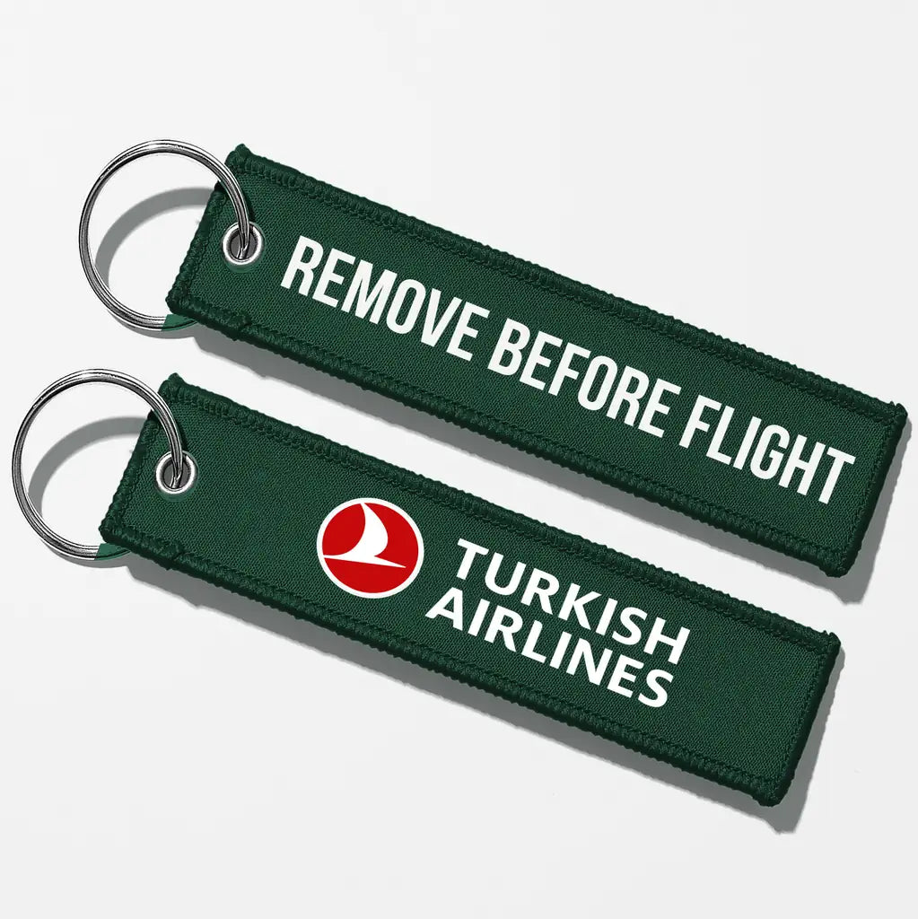 Turkish Airlines Crew & Staff Tag Key Chains - Dark Green - Remove Before Flight