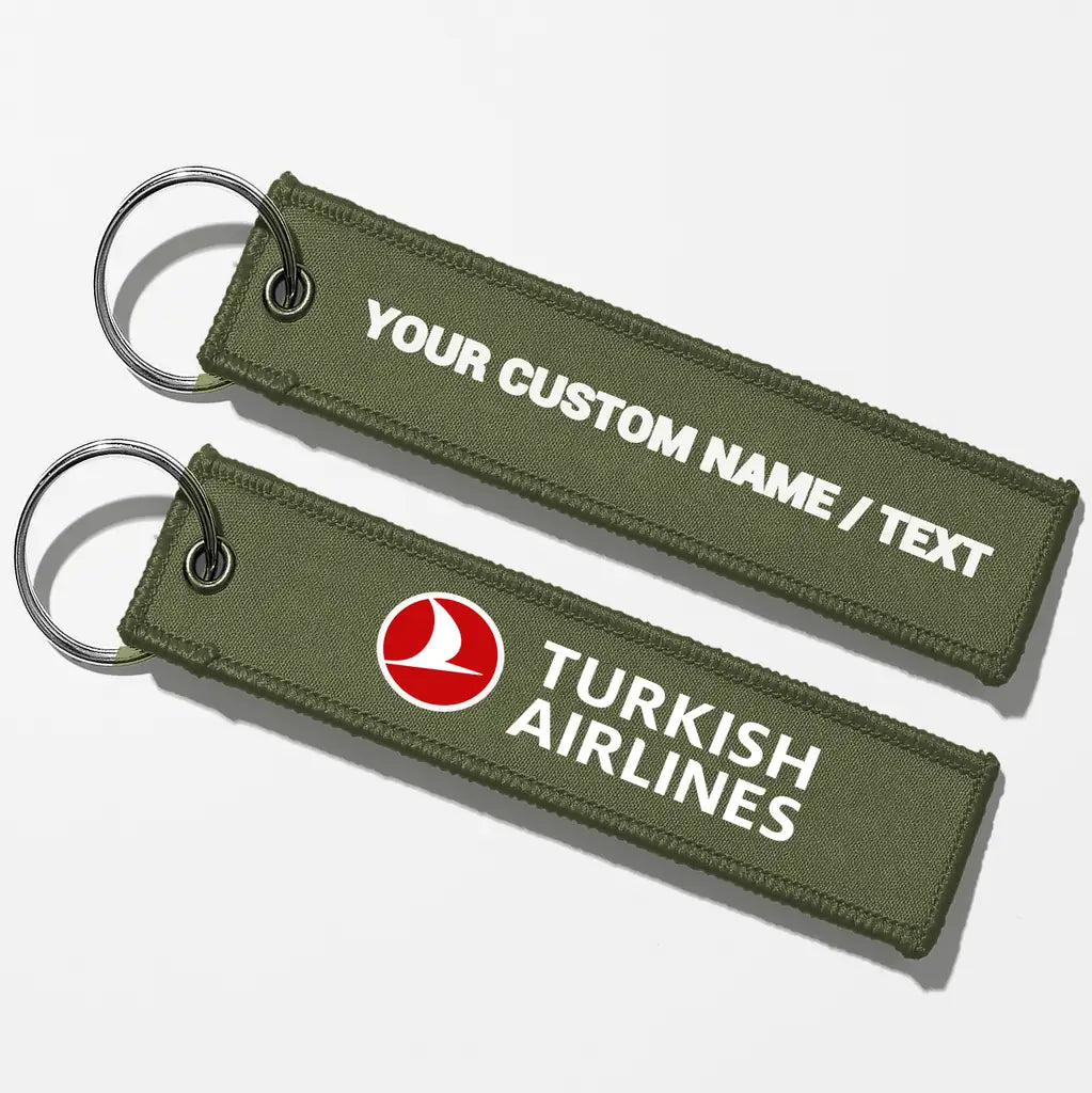 Turkish Airlines Crew & Staff Tag Key Chains - Green Army - Personalized