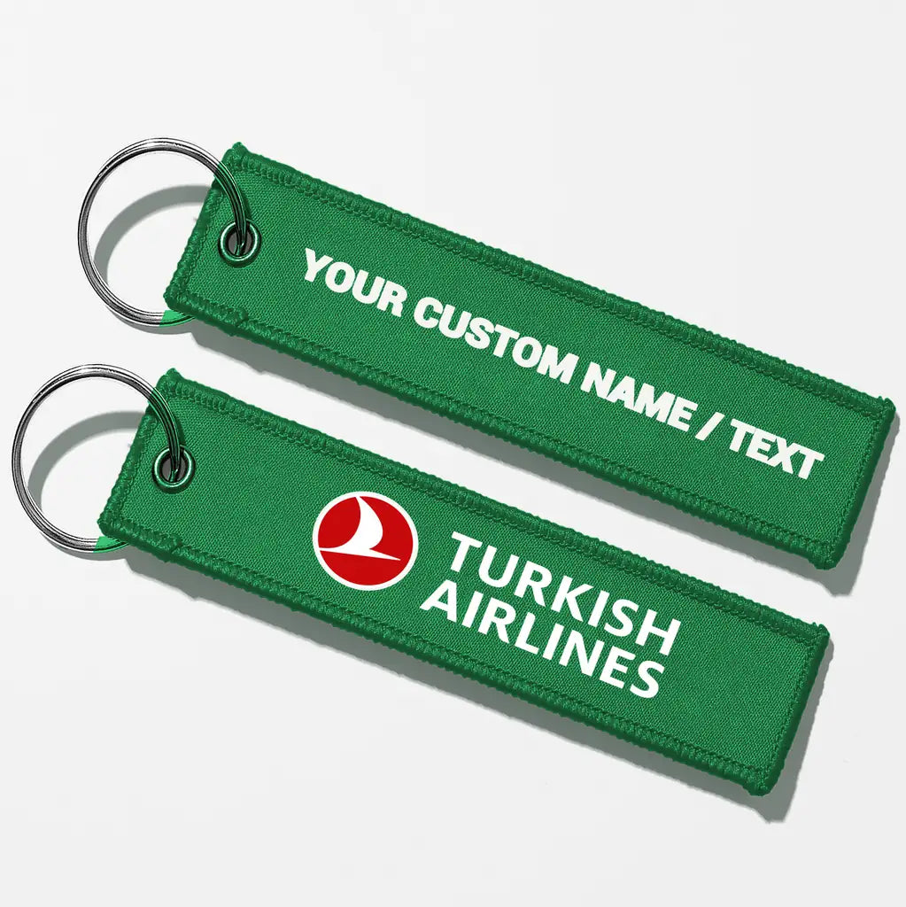 Turkish Airlines Crew & Staff Tag Key Chains - Green - Personalized