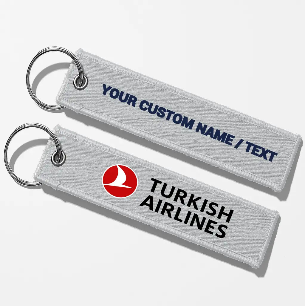 Turkish Airlines Crew & Staff Tag Key Chains - Light Gray - Personalized