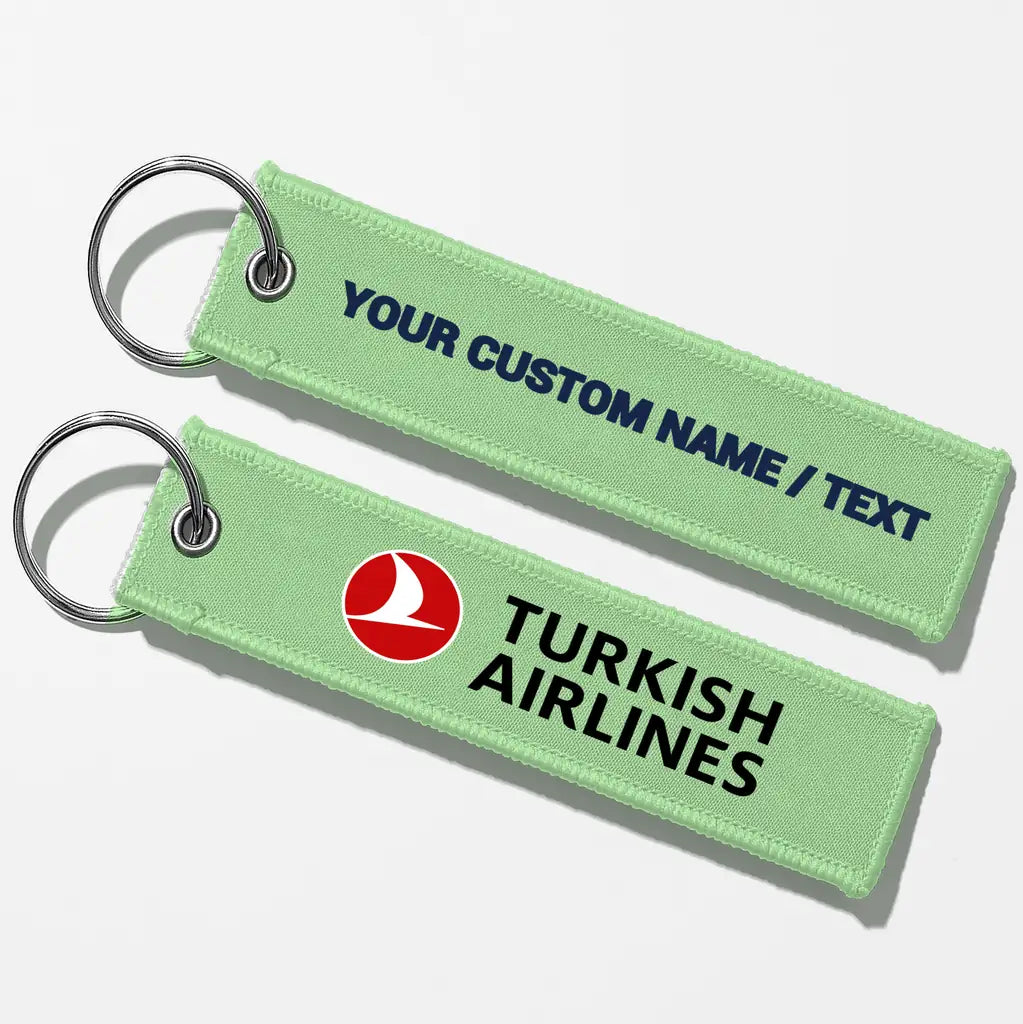 Turkish Airlines Crew & Staff Tag Key Chains - Light Green - Personalized