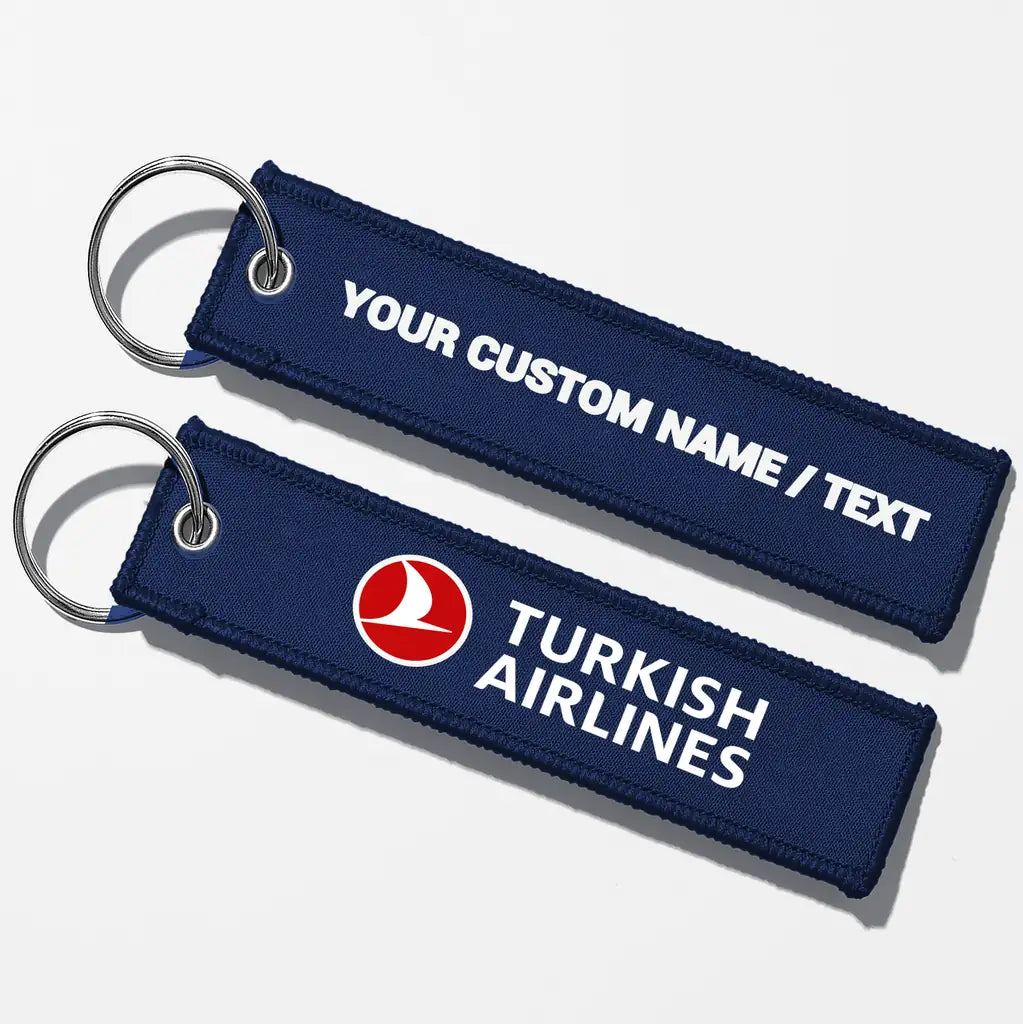 Turkish Airlines Crew & Staff Tag Key Chains - Navy Blue - Personalized