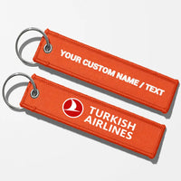Thumbnail for Turkish Airlines Crew & Staff Tag Key Chains - Orange - Personalized