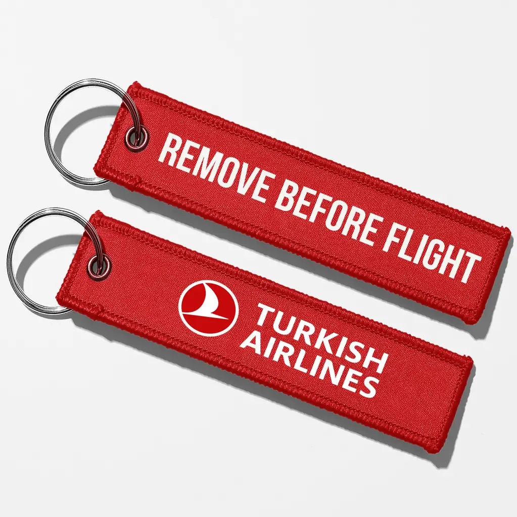 Turkish Airlines Crew & Staff Tag Key Chains - Red - Remove Before Flight