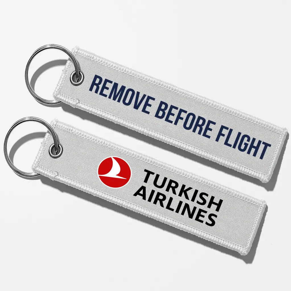 Turkish Airlines Crew & Staff Tag Key Chains - White - Remove Before Flight