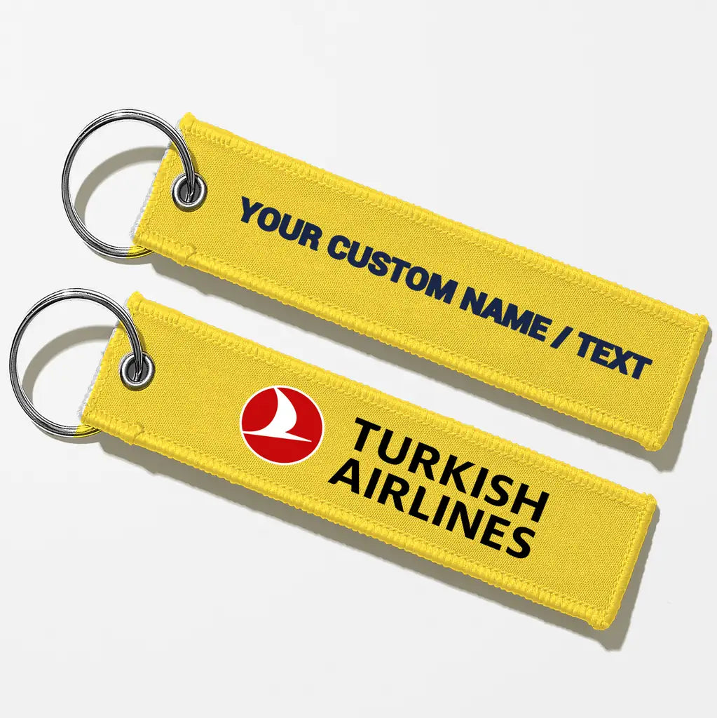 Turkish Airlines Crew & Staff Tag Key Chains - Yellow - Personalized