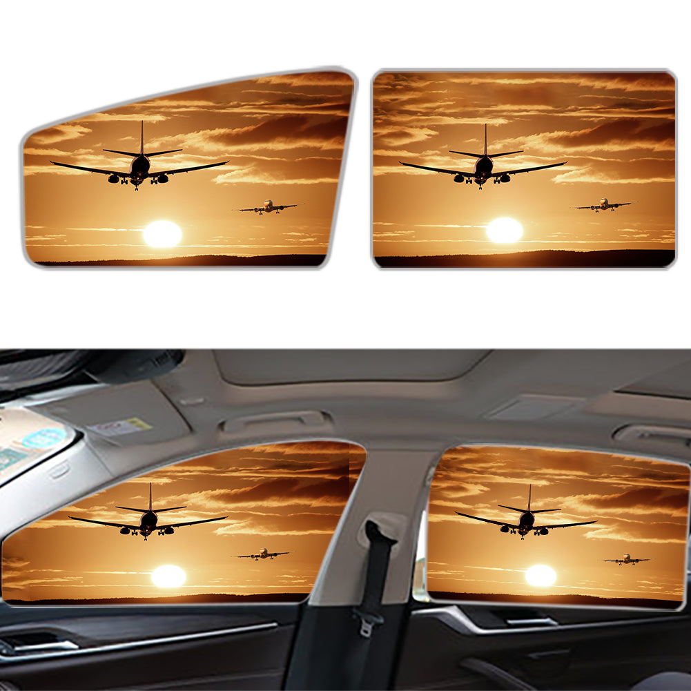 Two Aeroplanes During Sunset Designed Car Sun Shade (Side window)