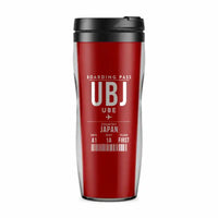 Thumbnail for Yamaguchi Ube Airport (UBJ) Travel Mugs - Boarding Pass - Plastic (No Holder) - Red
