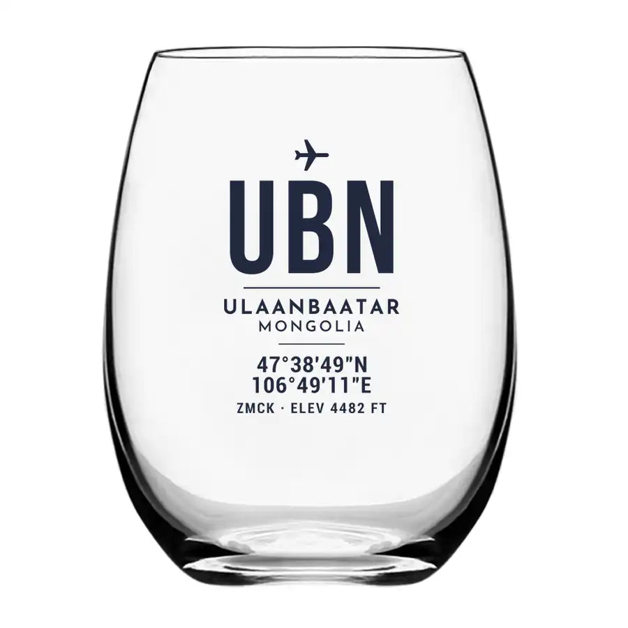 Ulaanbaatar International Airport (UBN) Glasses - ID Tag - Water & Drink Glass