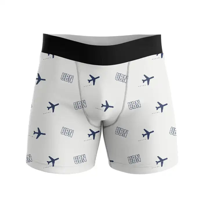 Ulaanbaatar International Airport (UBN) Men Boxers - Pattern - White