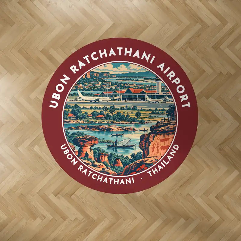 Ubon Ratchathani Airport (UBP) Carpets - Carpet Round - Badge - Dark Red