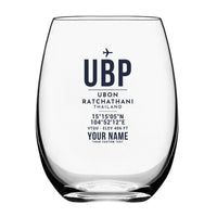 Thumbnail for Ubon Ratchathani Airport (UBP) Glasses - ID Tag + Name - Water & Drink Glass