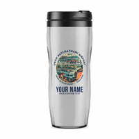 Thumbnail for Ubon Ratchathani Airport (UBP) Travel Mugs - Badge + Name - Plastic (No Holder) - Light Gray