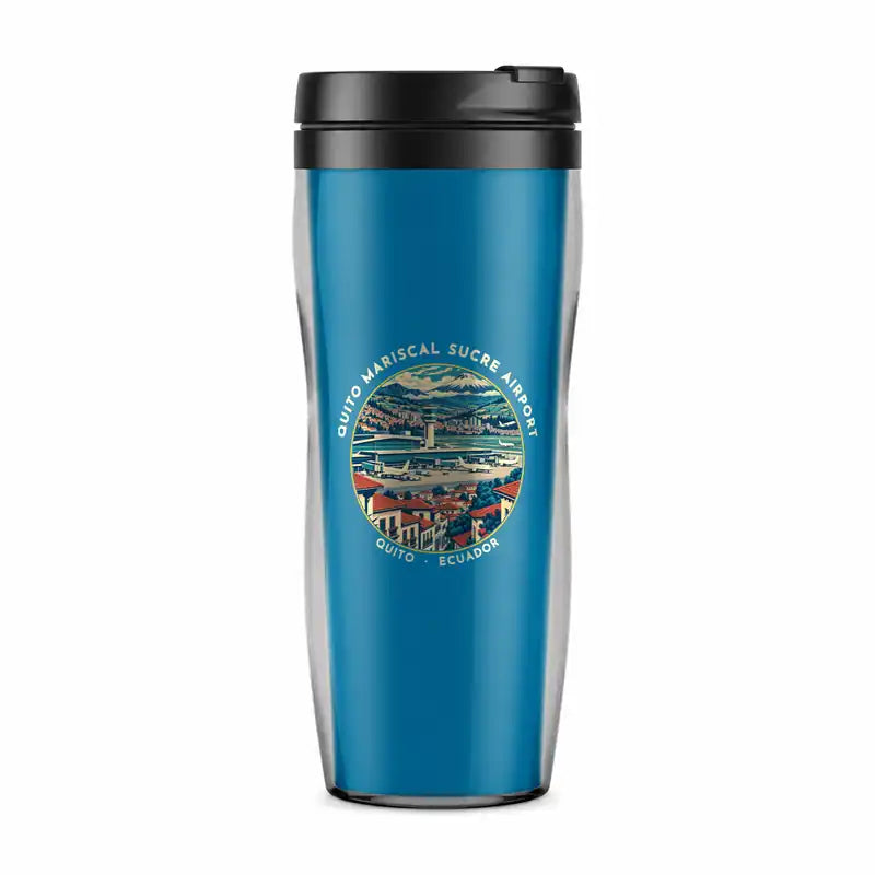 Quito Mariscal Sucre International Airport (UIO) Travel Mugs - Badge - Plastic (No Holder) - Light Blue