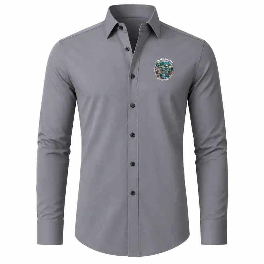 Quimper–Cornouaille Airport (UIP) Shirts - Long Sleeve Shirt - Badge - Gray