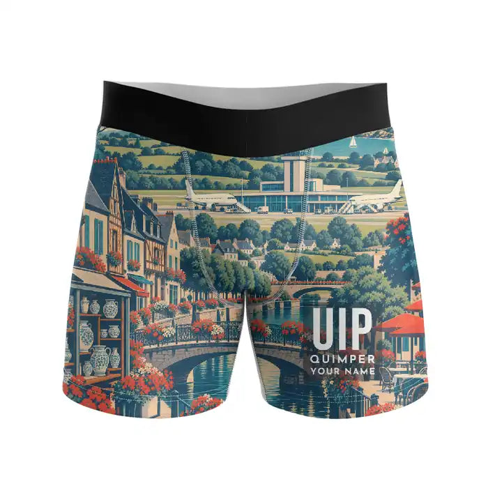 Quimper–Cornouaille Airport (UIP) Men Boxers - Scene + Name