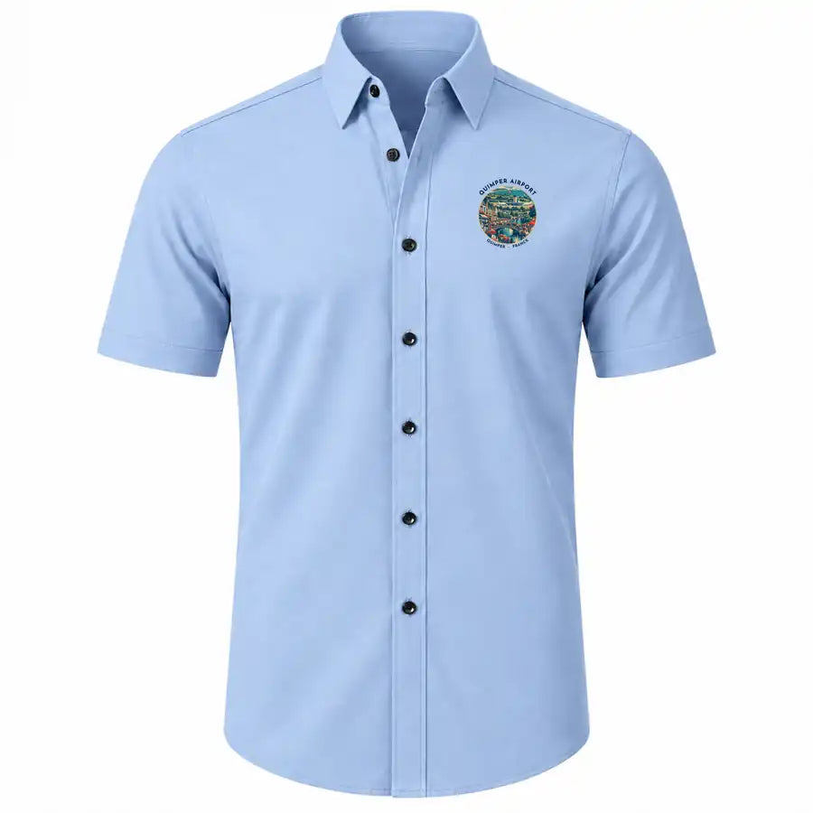 Quimper–Cornouaille Airport (UIP) Shirts - Short Sleeve Shirt - Badge - Light Blue