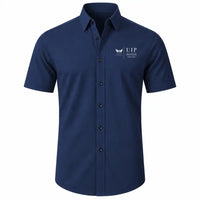 Thumbnail for Quimper–Cornouaille Airport (UIP) Shirts - Short Sleeve Shirt - Front - Dark Blue