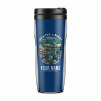 Thumbnail for Quimper–Cornouaille Airport (UIP) Travel Mugs - Badge + Name - Plastic (No Holder) - Blue