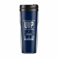 Thumbnail for Quimper–Cornouaille Airport (UIP) Travel Mugs - Boarding Pass - Plastic (No Holder) - Dark Blue