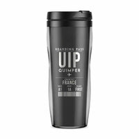 Thumbnail for Quimper–Cornouaille Airport (UIP) Travel Mugs - Boarding Pass - Plastic (No Holder) - Gray