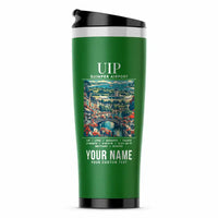 Thumbnail for Quimper–Cornouaille Airport (UIP) Travel Mugs - Poster + Name - Stainless Steel (No Holder) - Green
