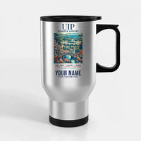 Thumbnail for Quimper–Cornouaille Airport (UIP) Travel Mugs - Poster + Name - Stainless Steel with Holder - Silver