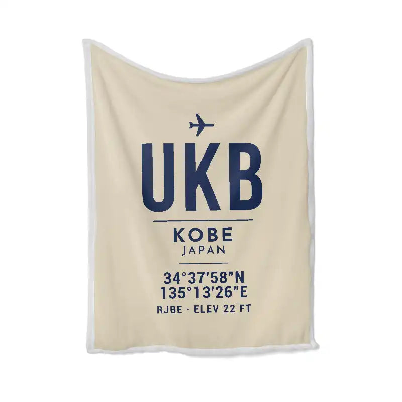 Kobe Airport (UKB) Bedding Sets & Blankets - Blanket - ID Tag - Beige