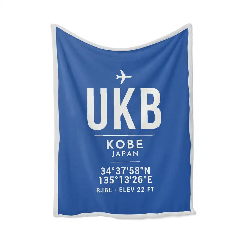 Kobe Airport (UKB) Bedding Sets & Blankets - Blanket - ID Tag - Blue