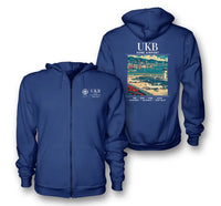 Thumbnail for UKB - Poster - Zipped Hoodie - Blue