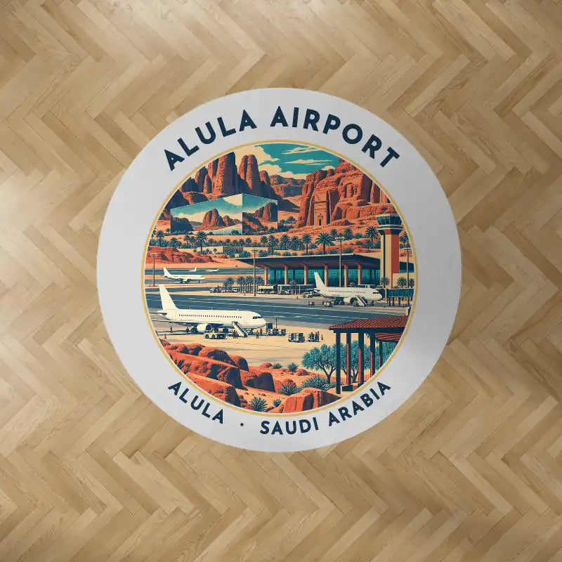AlUla International Airport (ULH) Carpets - Carpet Round - Badge - Light Gray