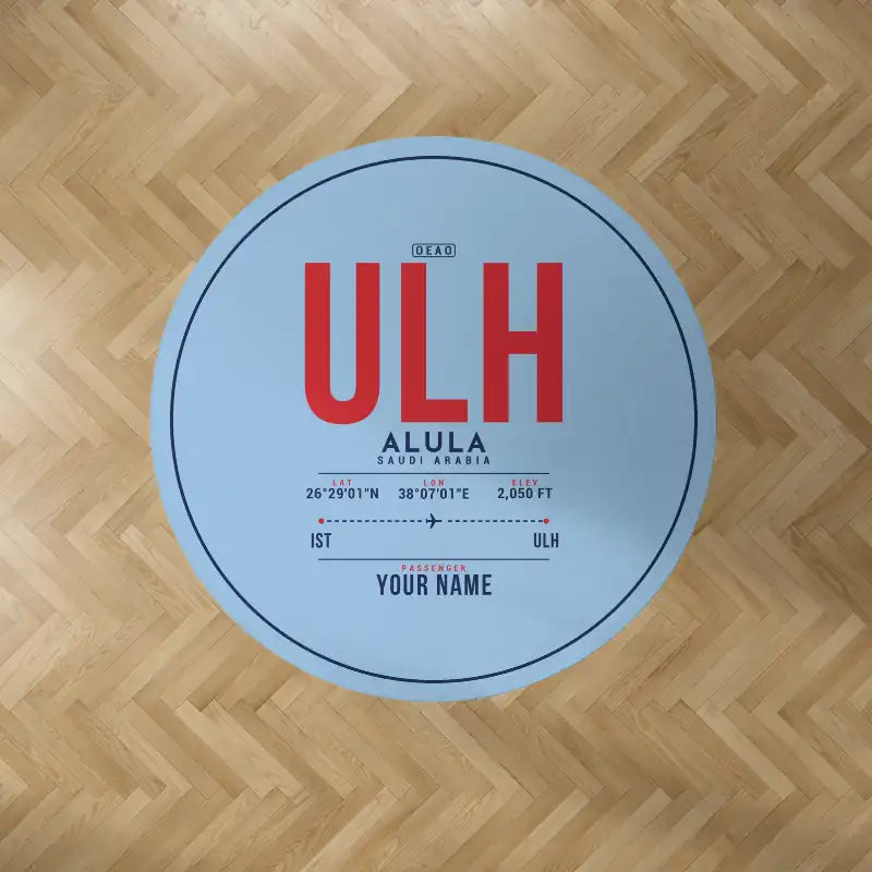 AlUla International Airport (ULH) Carpets - Carpet Round - ID Tag + Name - Light Blue