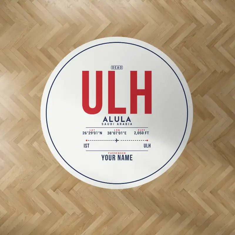 AlUla International Airport (ULH) Carpets - Carpet Round - ID Tag + Name - White