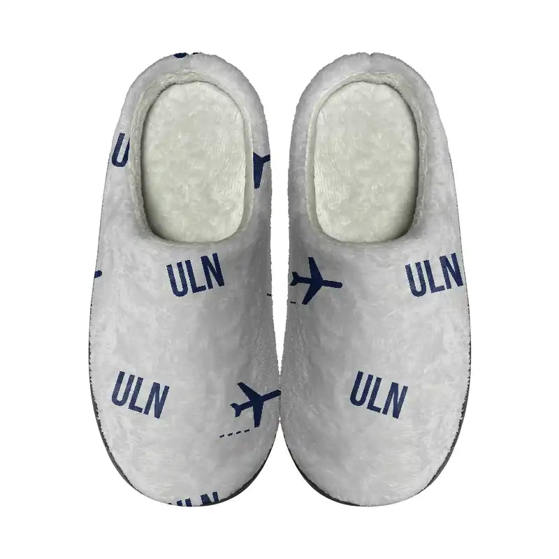 Chinggis Khaan International Airport (ULN) Slippers & Flip Flops - Slippers - Cotton - Pattern - Light Gray