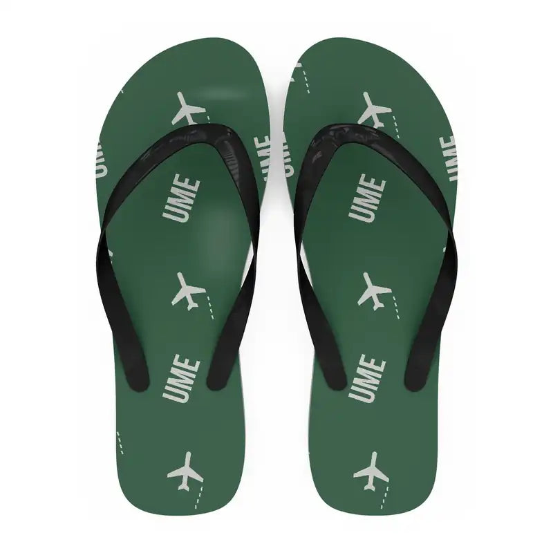Umeå Airport (UME) Slippers & Flip Flops - Slippers - Flip Flops - Pattern - Green
