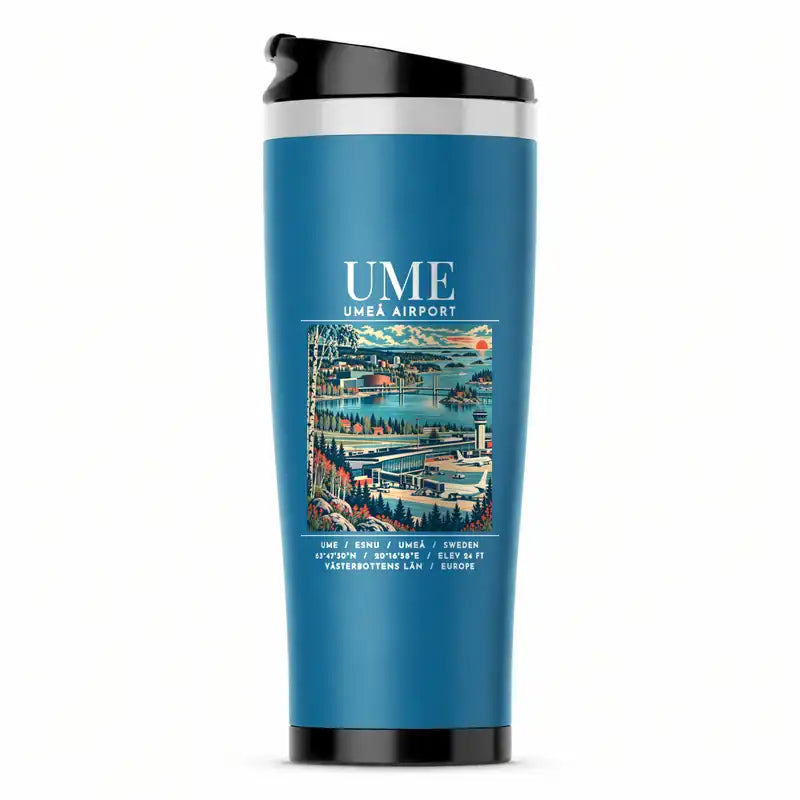 Umeå Airport (UME) Travel Mugs - Poster - Stainless Steel (No Holder) - Light Blue