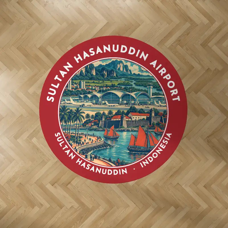 Sultan Hasanuddin Airport (UPG) Carpets - Carpet Round - Badge - Red