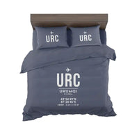 Thumbnail for Urumqi Diwopu International Airport (URC) Bedding Sets & Blankets - Bedding Set - ID Tag - Navy Blue