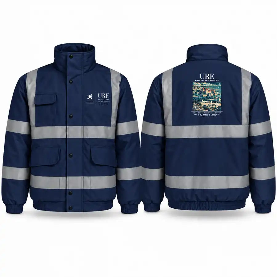 Kuressaare Airport (URE) Reflective Winter Jackets - Poster - Navy Blue