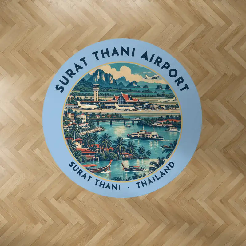 Surat Thani International Airport (URT) Carpets - Carpet Round - Badge - Light Blue