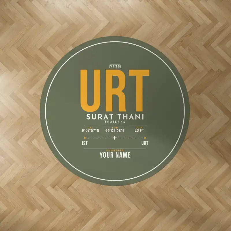 Surat Thani International Airport (URT) Carpets - Carpet Round - ID Tag + Name - Green Army