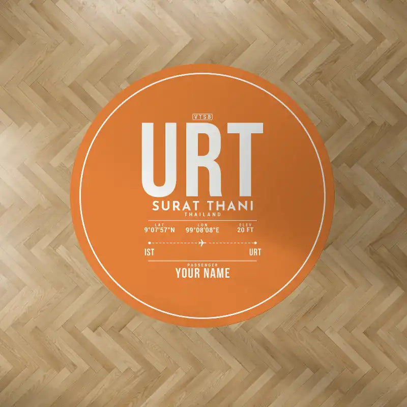 Surat Thani International Airport (URT) Carpets - Carpet Round - ID Tag + Name - Orange