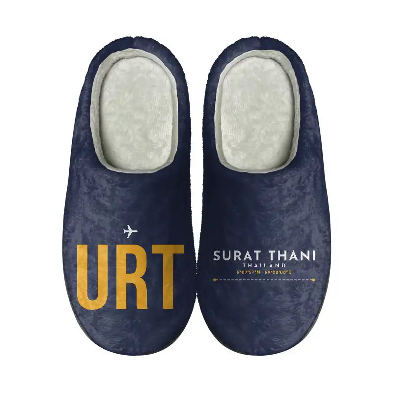 Surat Thani International Airport (URT) Slippers & Flip Flops - Slippers - Cotton - Code - Different - Navy Blue