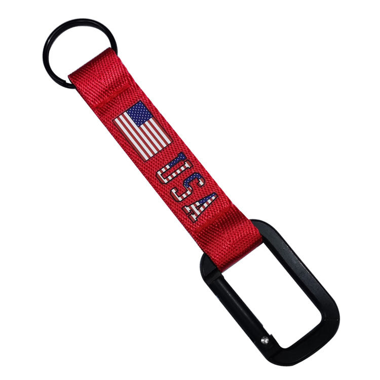 USA Flag (Red) Designed Mountaineer Style Key Chains