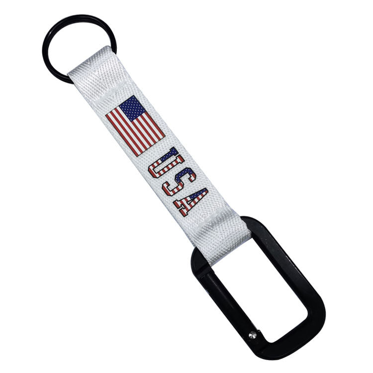 USA Flag (White) Designed Mountaineer Style Key Chains