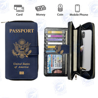 Thumbnail for USA Passport Designed Leather Long Zipper Wallets