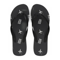 Thumbnail for Malvinas Argentinas International Airport (USH) Slippers & Flip Flops - Slippers - Flip Flops - Pattern - Black