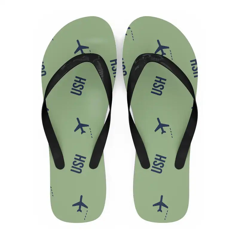 Malvinas Argentinas International Airport (USH) Slippers & Flip Flops - Slippers - Flip Flops - Pattern - Light Green